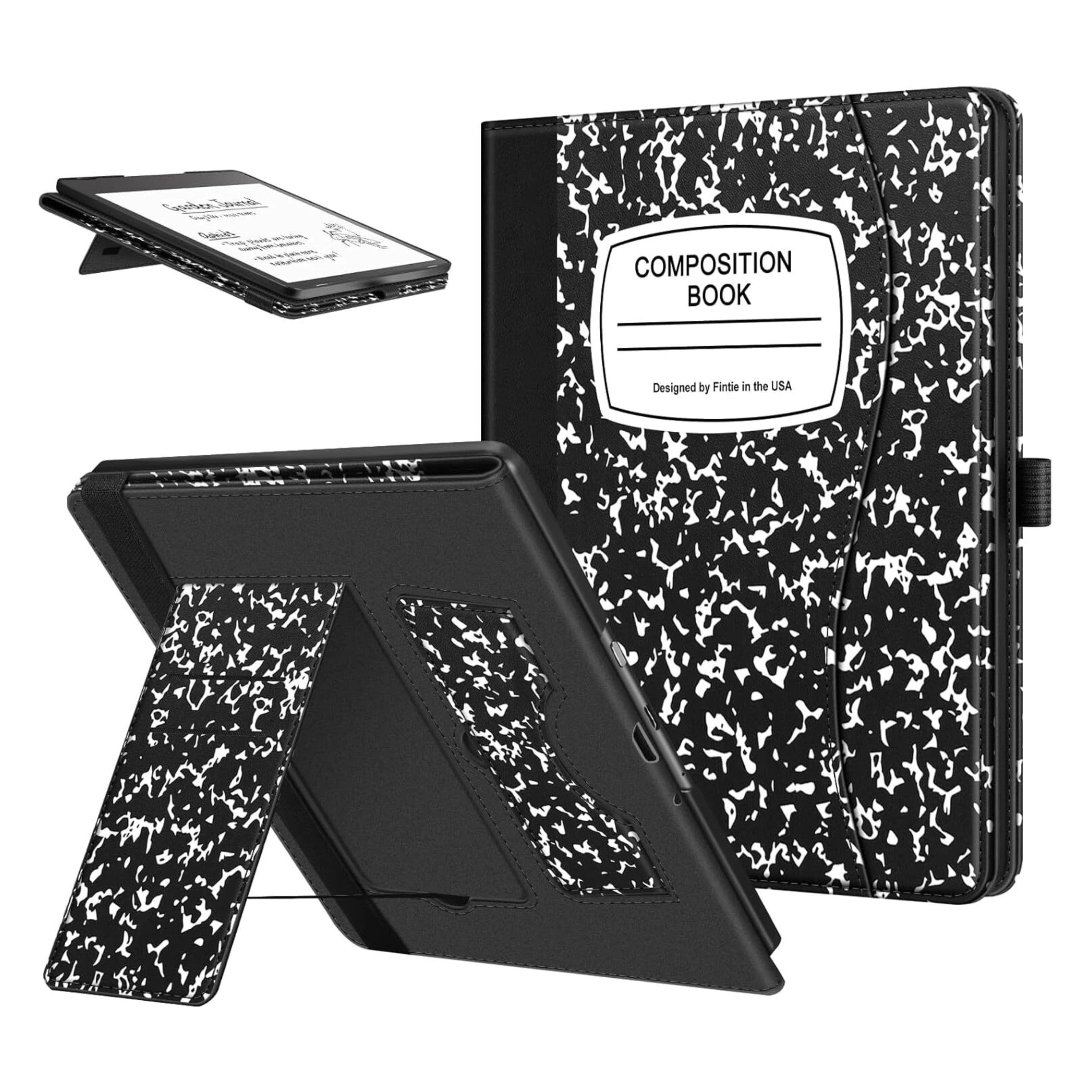 Kitcheniva - Foldable Stand Stand Case For 10.2 Inch Kindle Scribe (2024/2022 Release) Composition Book - Black White