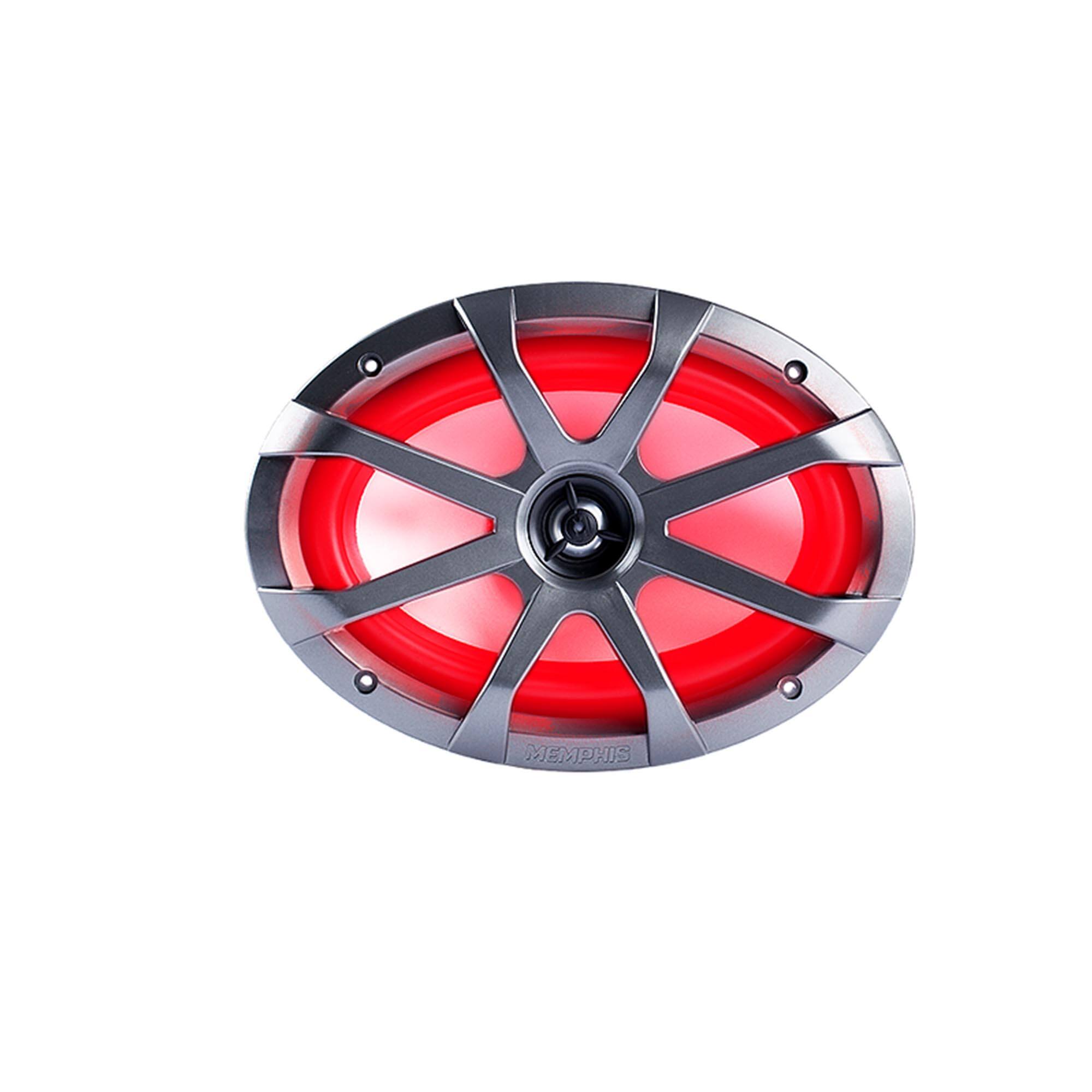 Alt View 1. Memphis Car Audio - Memphis Audio MXA69L MXA 6x9" Marine Grade Coaxial Speakers w/RGB LED - Pair - Black/Gray.