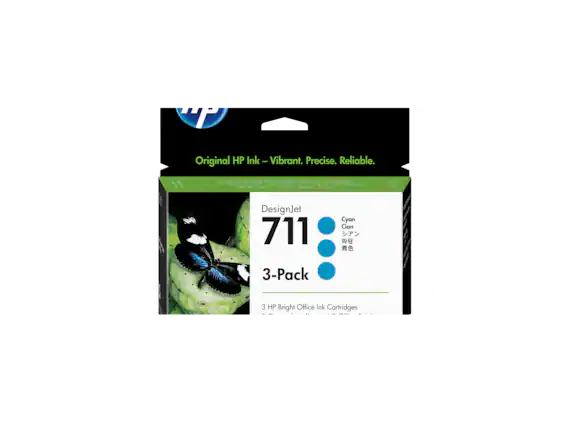 Original HP Ink - Vibrant. Precise. Reliable.
DesignJet 711 Cyan Cian
3-Pack
3 HP Bright Office Ink Cartridges
