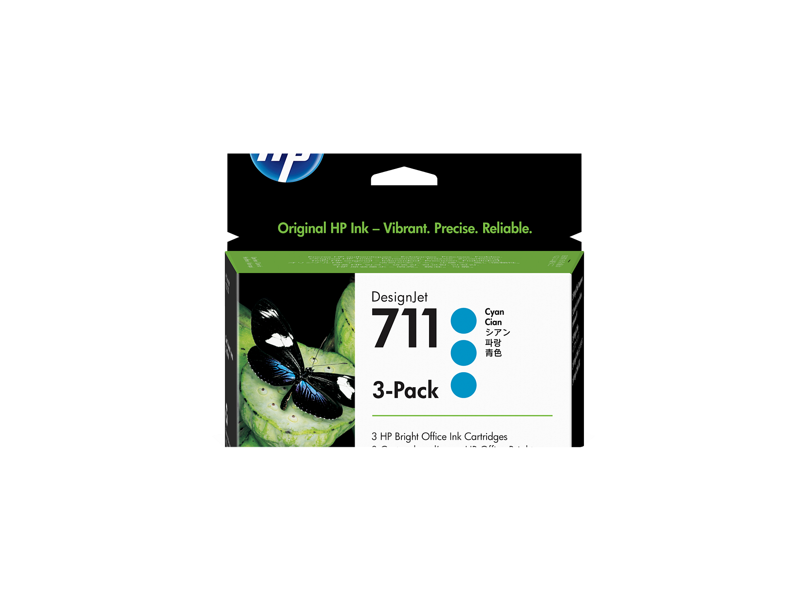 Original HP Ink - Vibrant. Precise. Reliable.  
DesignJet 711 Cyan Cian  
3-Pack  
3 HP Bright Office Ink Cartridges