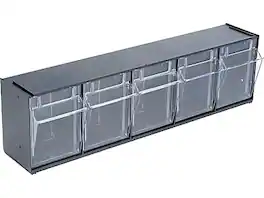 Deflecto - Deflect-O Interlocking Tilt Bin Plastic Compartment Storage, (20504OP) - Black/Transparent
