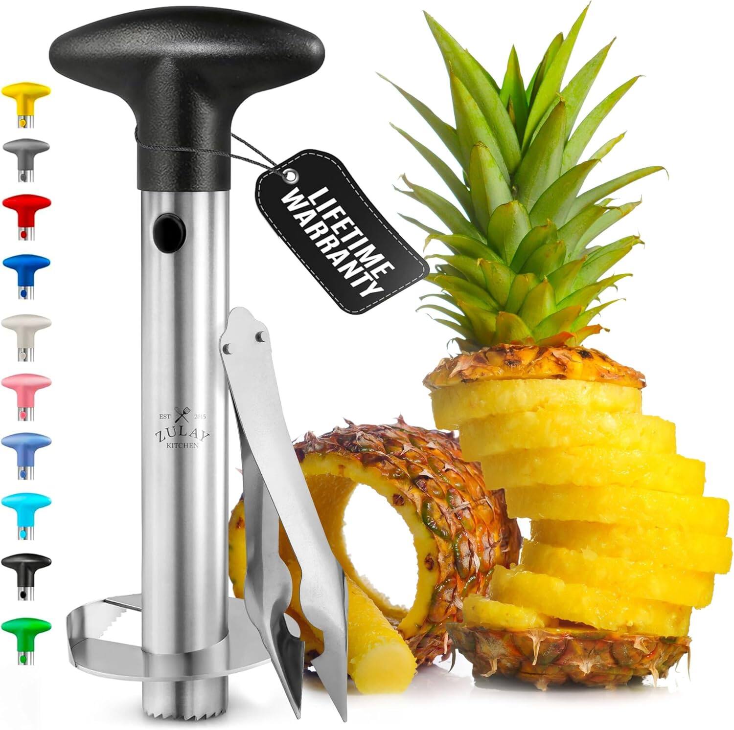 Zulay Kitchen - Stainless Steel Pineapple Corer & Slicer + Eye Removal Tool - Black