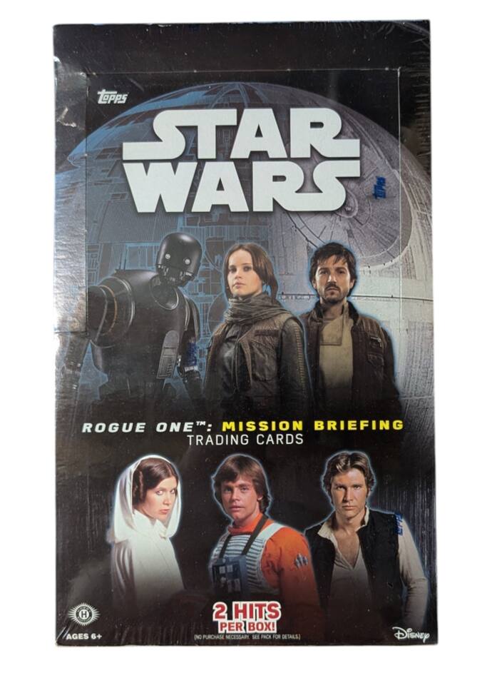 Star Wars  
Rogue One: Mission Briefing Trading Cards  
Ages 6+  
2 Hits Per Box! (No Purchase Necessary See Pack For Details)  
Disney