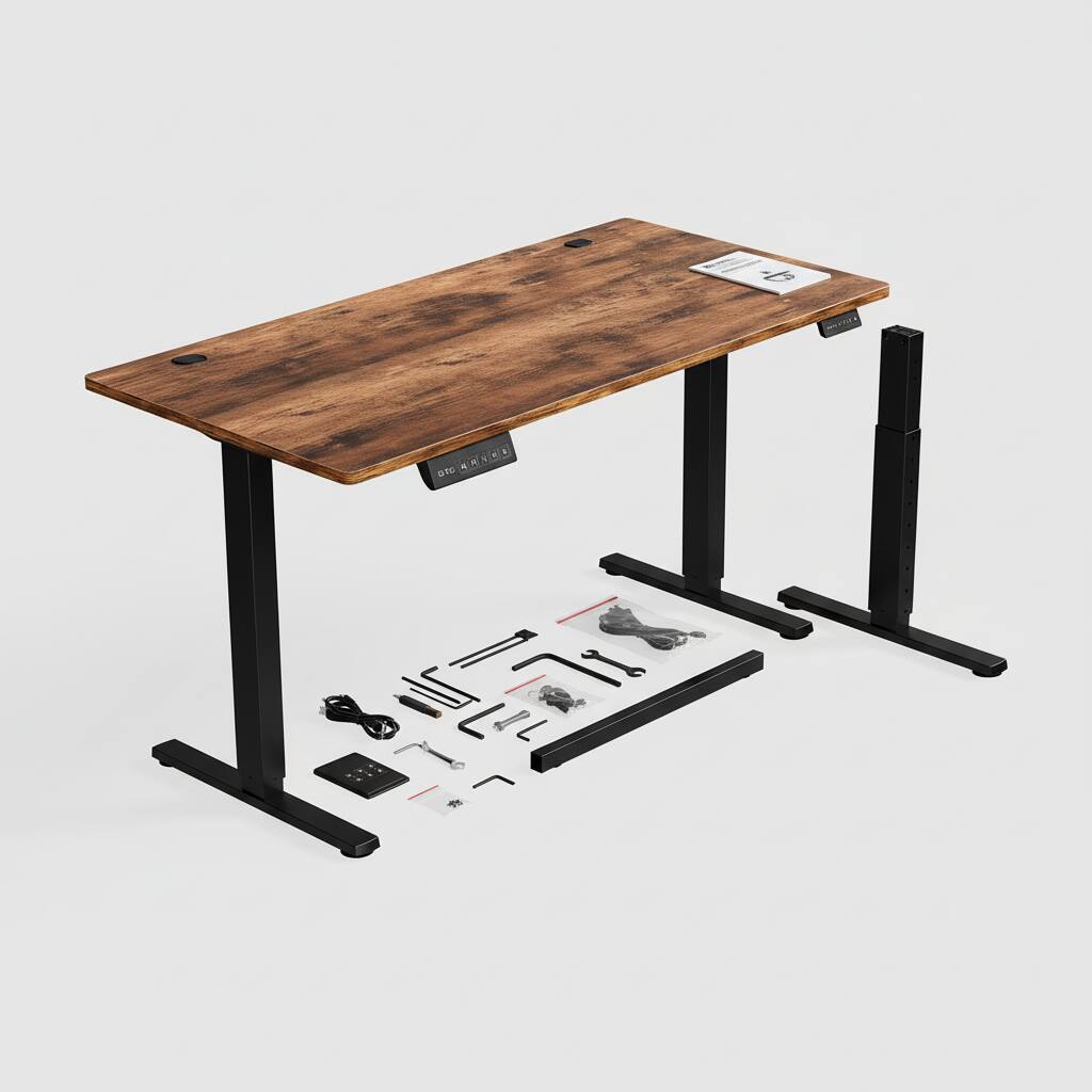 Alt View 2. AOITUN - 63 Inch Electric Standing Desk Rustic Brown, Large Modern Desk for Home Office, Adjustable Height Desk - Steel.