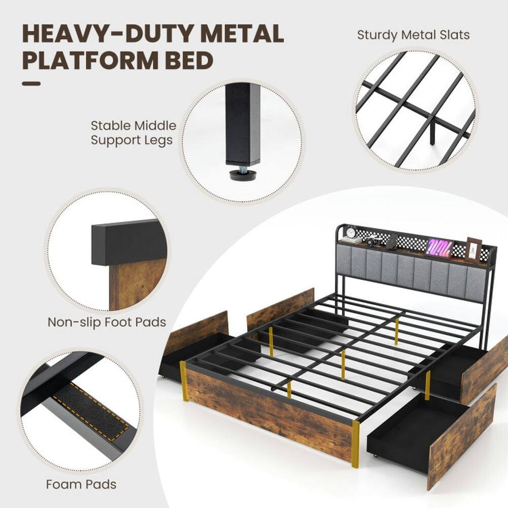 HEAVY-DUTY METAL PLATFORM BED

- Sturdy Metal Slats
- Stable Middle Support Legs
- Non-slip Foot Pads
- Foam Pads