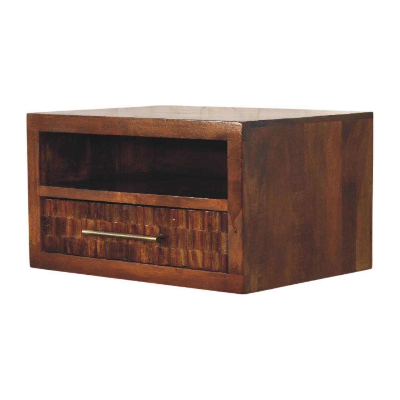 Back. Artisan Furniture - Cadiz Textured Bedside Table - Brown.