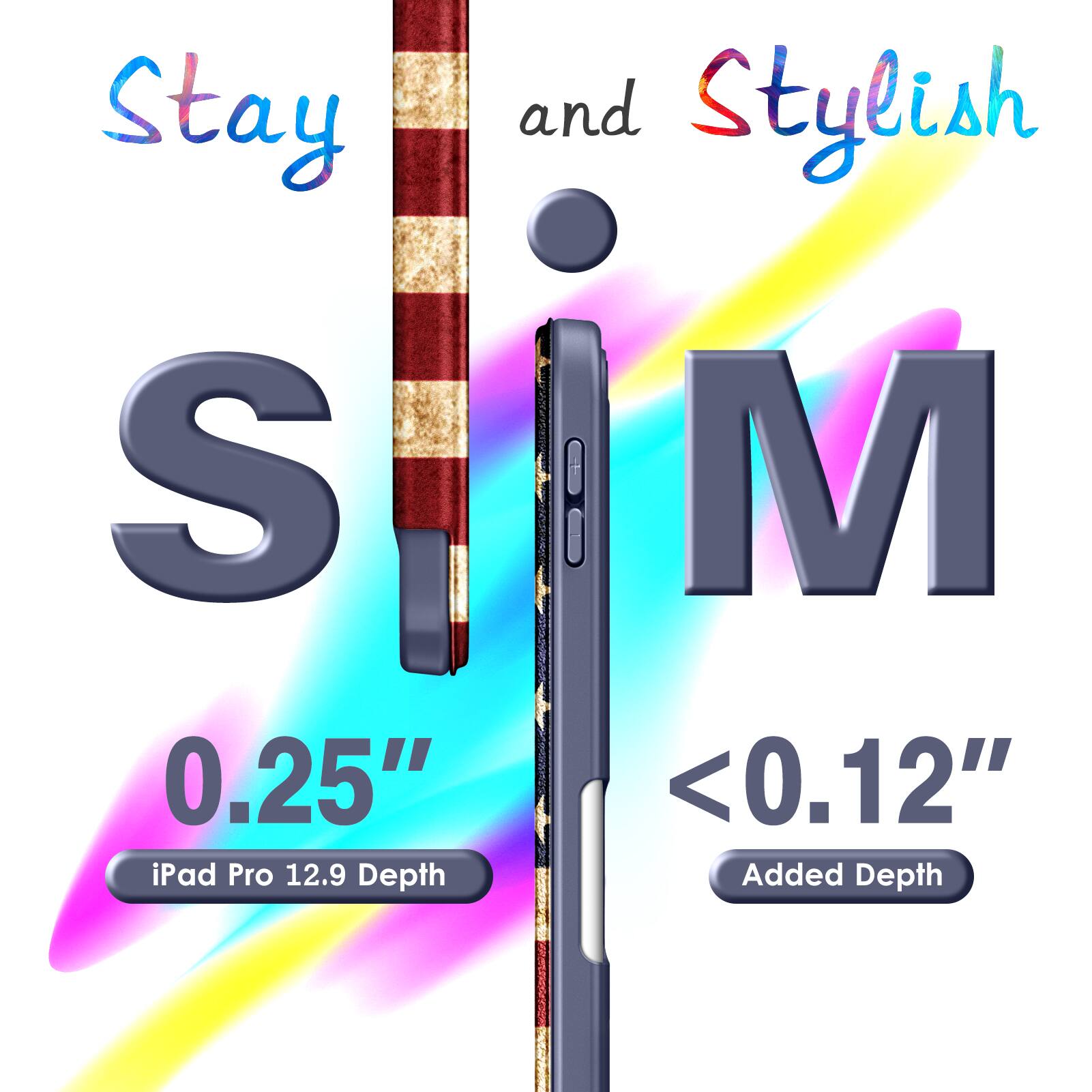 Stay and Stylish  
S  
0.25"  
iPad Pro 12.9 Depth  

M  
<0.12"  
Added Depth