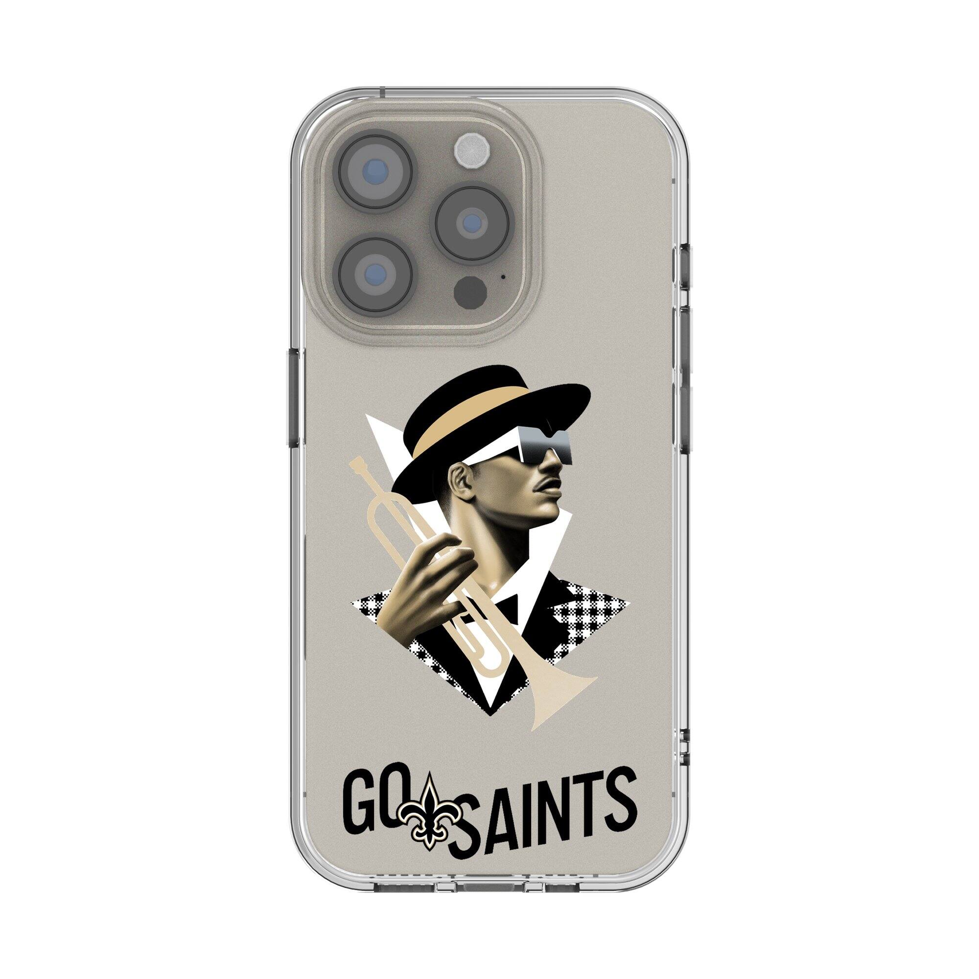 Front. Keyscaper - New Orleans Saints iPhone Clear Case - 16 Pro Max - Multicolor.