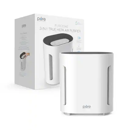 Front. Pure Enrichment - PureZone True HEPA Air Purifier - White.