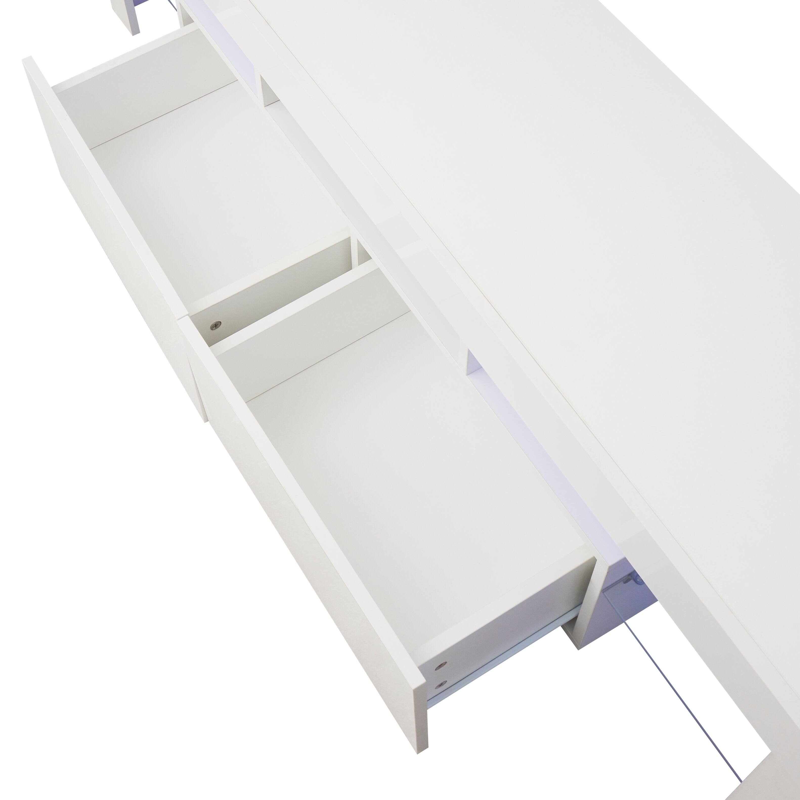 Alt View 4. GOODSILO - Modern Entertainment Center with LED Lights, Fits Up to 70 Inch TVs - White.