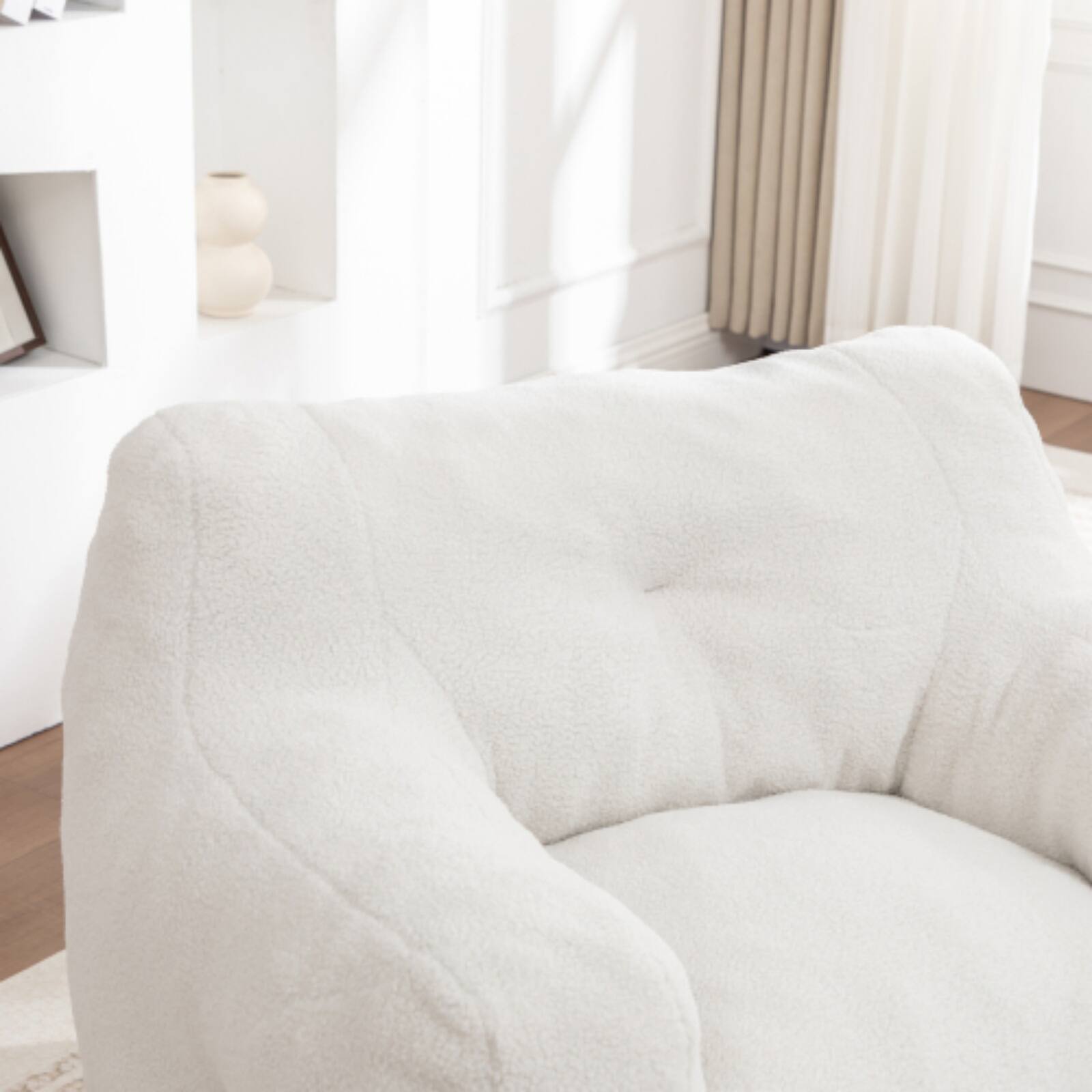 Alt View 5. HTUTWOO - Bean Bag Sofa Chair with High-Density Foam, Lazy Comfy Chair for Adults & Kids, Suitable for Living Room, Bedroom - White.