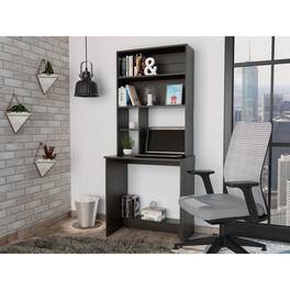 TuHome - Compu Hutch Desk, Four Shelves, Writing Desk, One Lower Shelf - Black