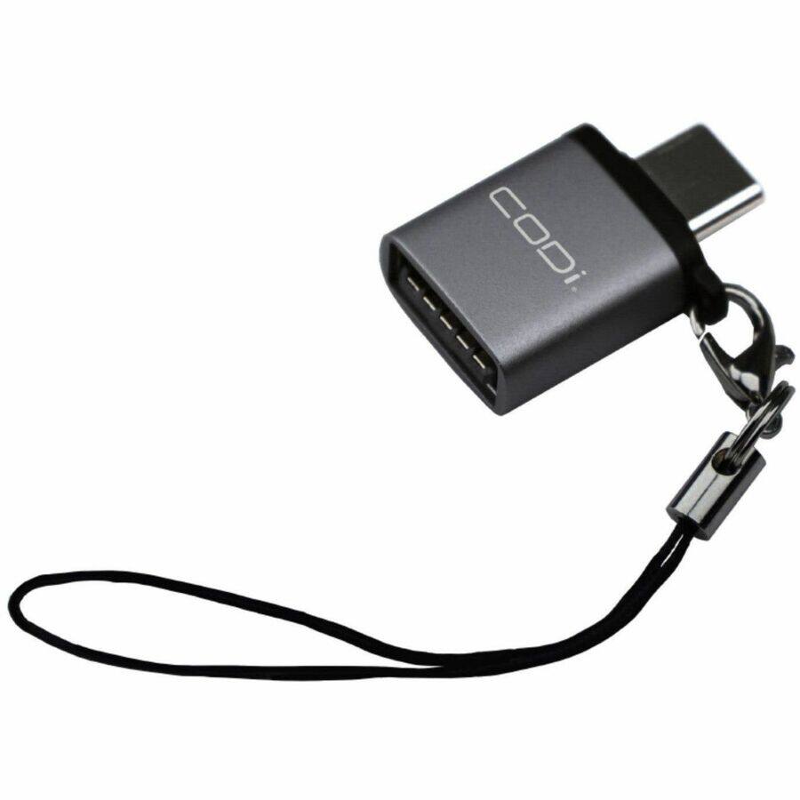 Alt View 4. CODi - CODi USB-C to USB-A Adapter w/ 10Gbps Data Transfer Speed - 1 x USB Type A - Female - 1 x USB Type C - Male - Space Gray - Gray Aluminum.