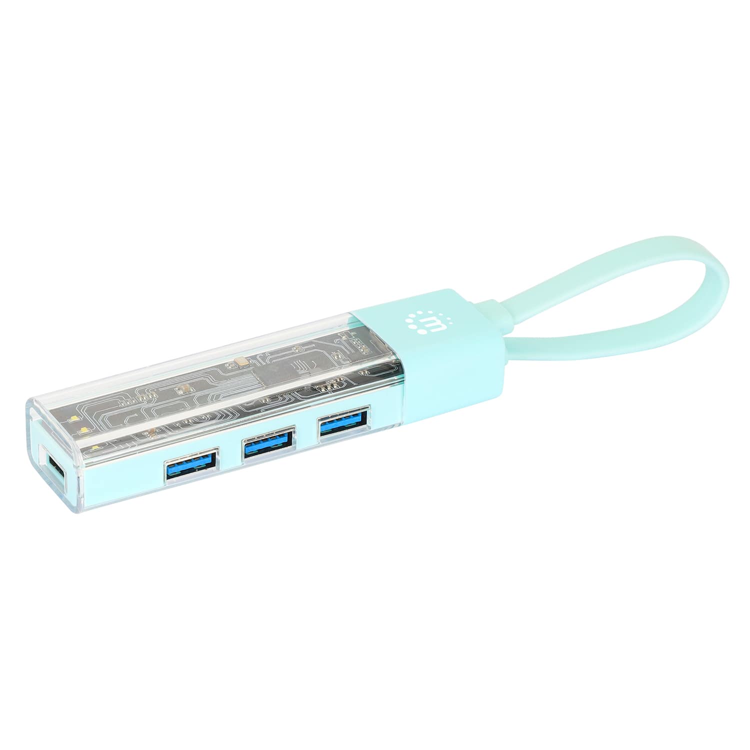 Manhattan - Transparent 4-Port USB 3.0 USB-C/USB-A Combo Hub