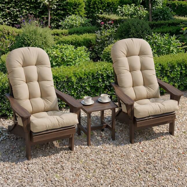 Angle. Crestlive Products - Crestlive Products 2pc Outdoor Adirondack High Back Chair Cushion with Ties Beige High back patio chair cushion - Beige.