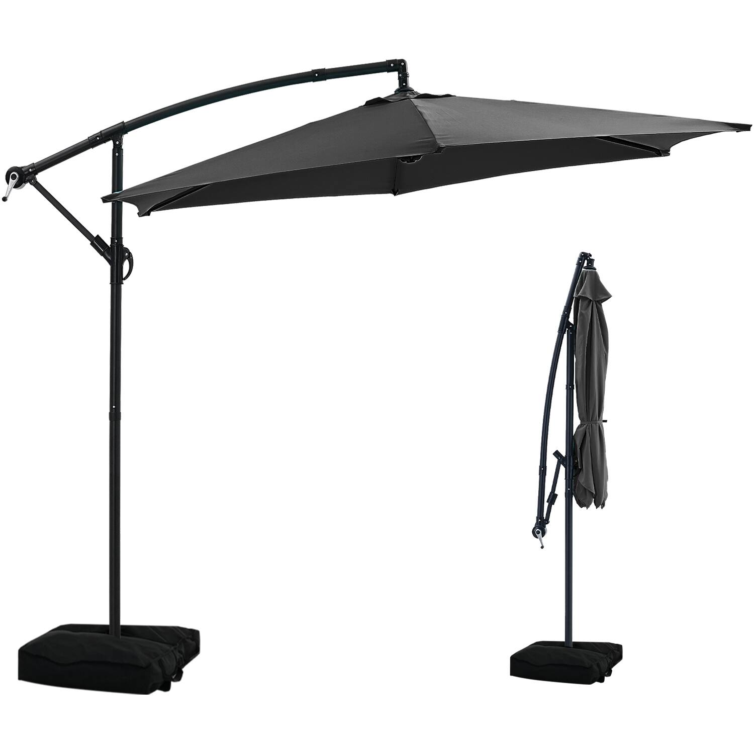 Alt View 2. Ainfox - Ainfox 10FT Outdoor Patio Yard Offset Umbrella with Cross Base for Market,Garden,Deck,Backyard,Pool - black.