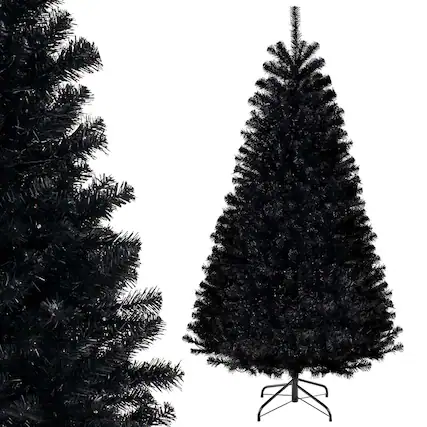 Front. Costway - Costway 6 FT Halloween Tree Artificial Decoration Tree with 758 Branch Tips 6 Lighting Modes - Black.