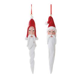 BreeBe - Carved Santa Drop Ornament (Set of 6) - White, Red