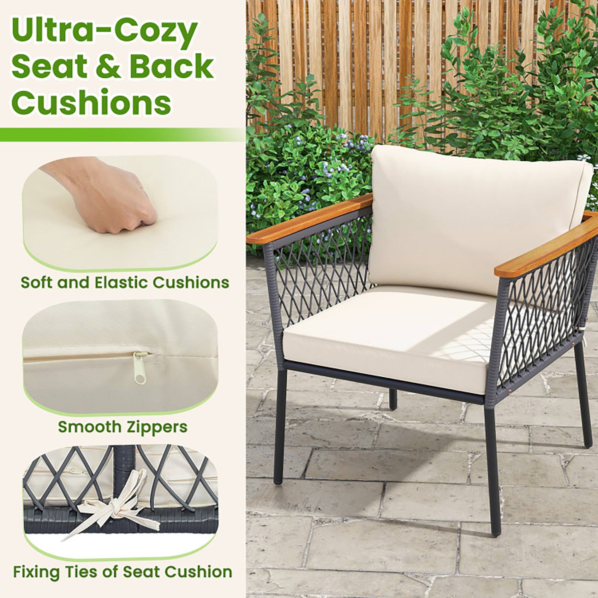 Ultra-Cozy Seat & Back Cushions

- Soft and Elastic Cushions
- Smooth Zippers
- Fixing Ties of Seat Cushion