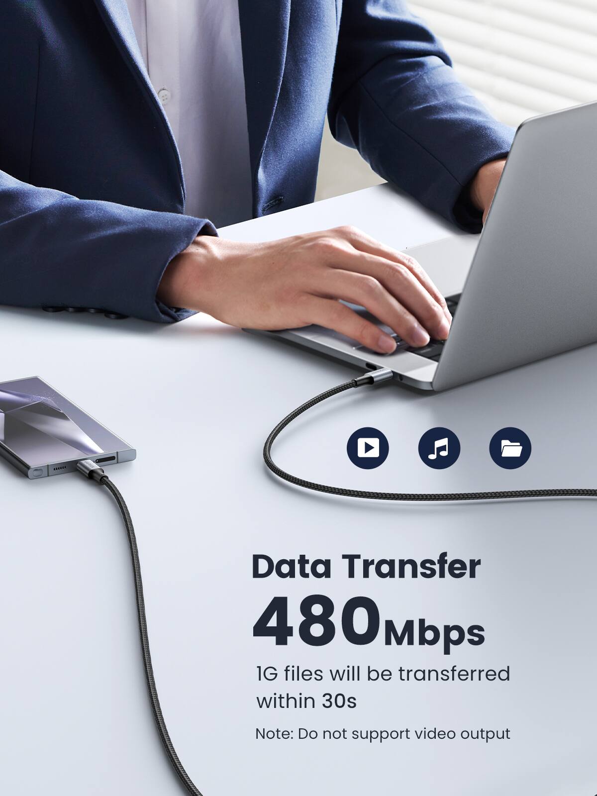 Data Transfer  
480 Mbps  
1G files will be transferred within 30s  
Note: Do not support video output