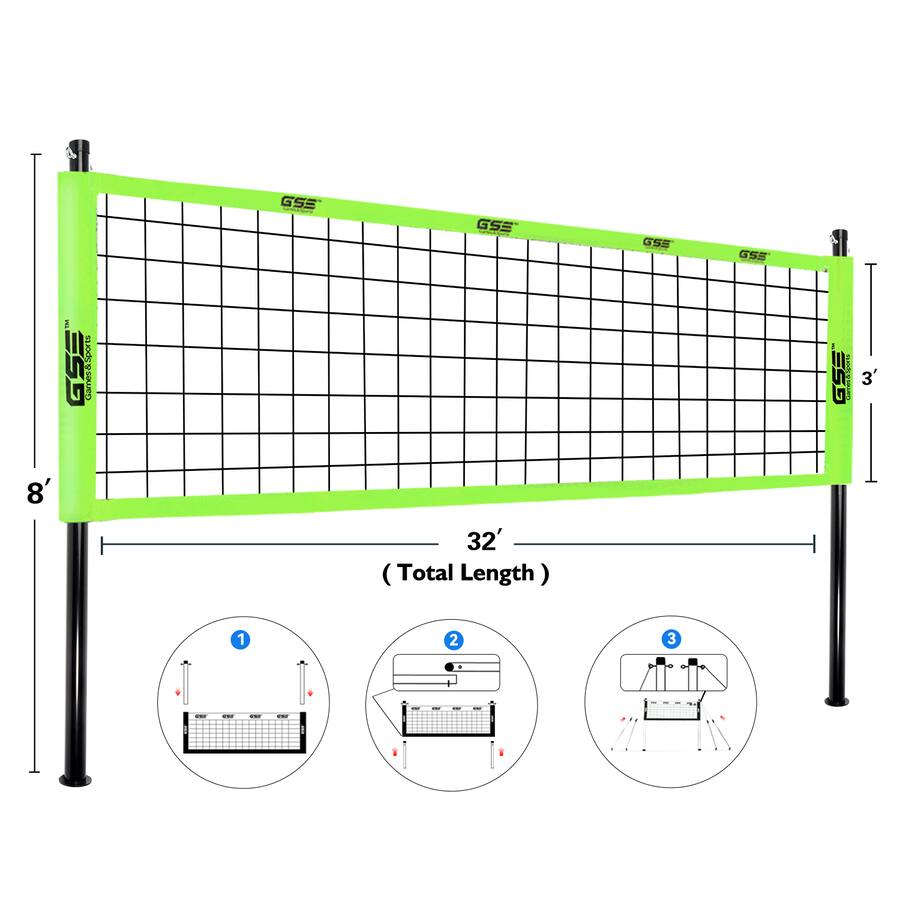 Gse Net Racks GSE Games & Sports Expert Volleyball Net Set with Volleyball, Aluminum ...