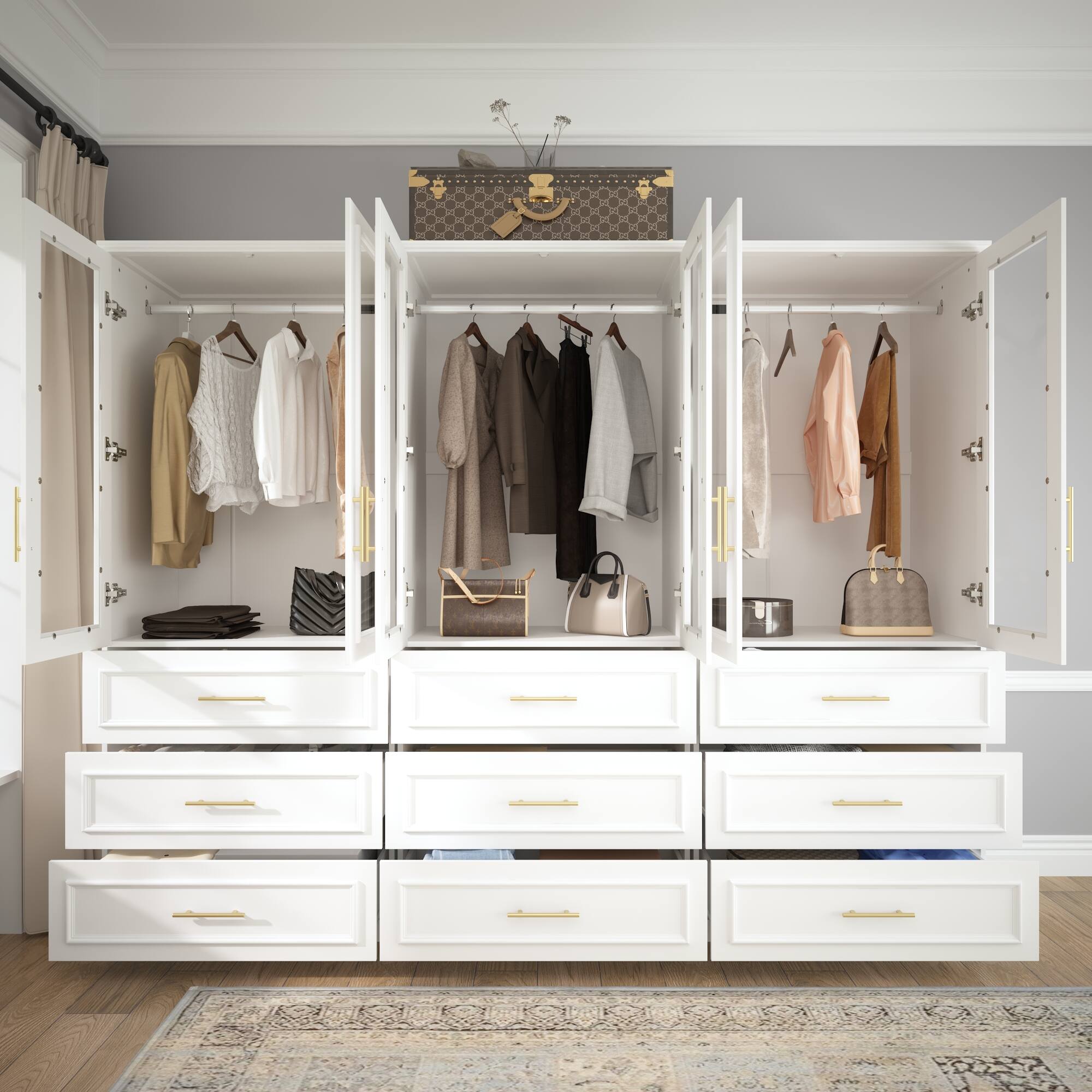 Alt View 9. FUFU & GAGA - FUFU&GAGA  Wardrobe with Tempered Glass & Anti - Tip Design - White.