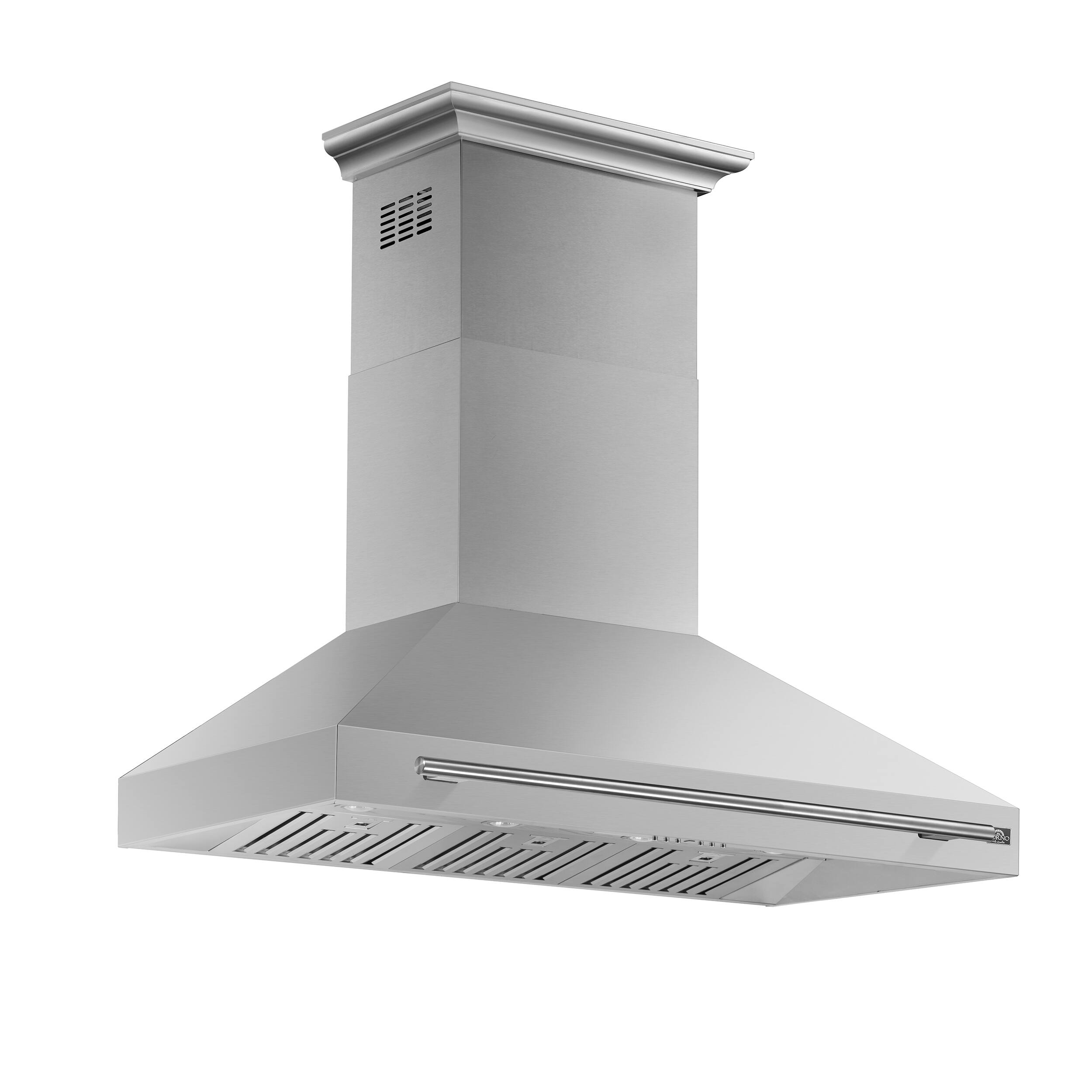 Left. Forno Appliances - Aria 48 in. Convertible Wall-Mounted Range Hood - Silver.