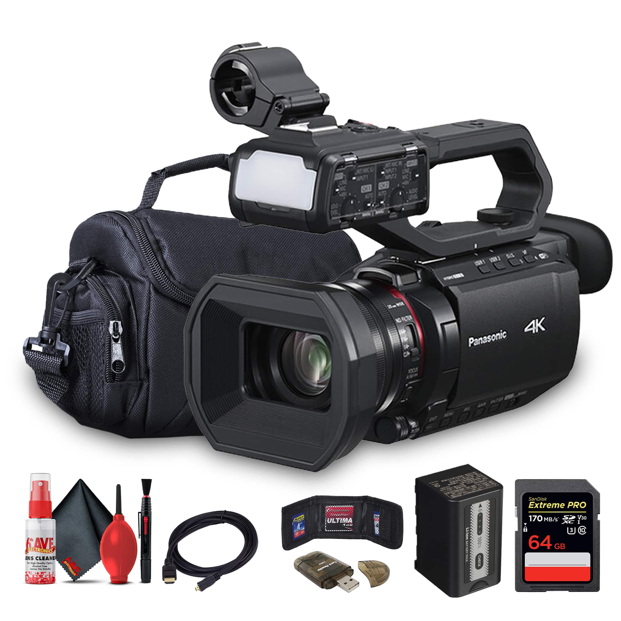Panasonic - AG-CX20 4K Professional Compact Camcorder with Rich Connectivity + 64GB Card + More