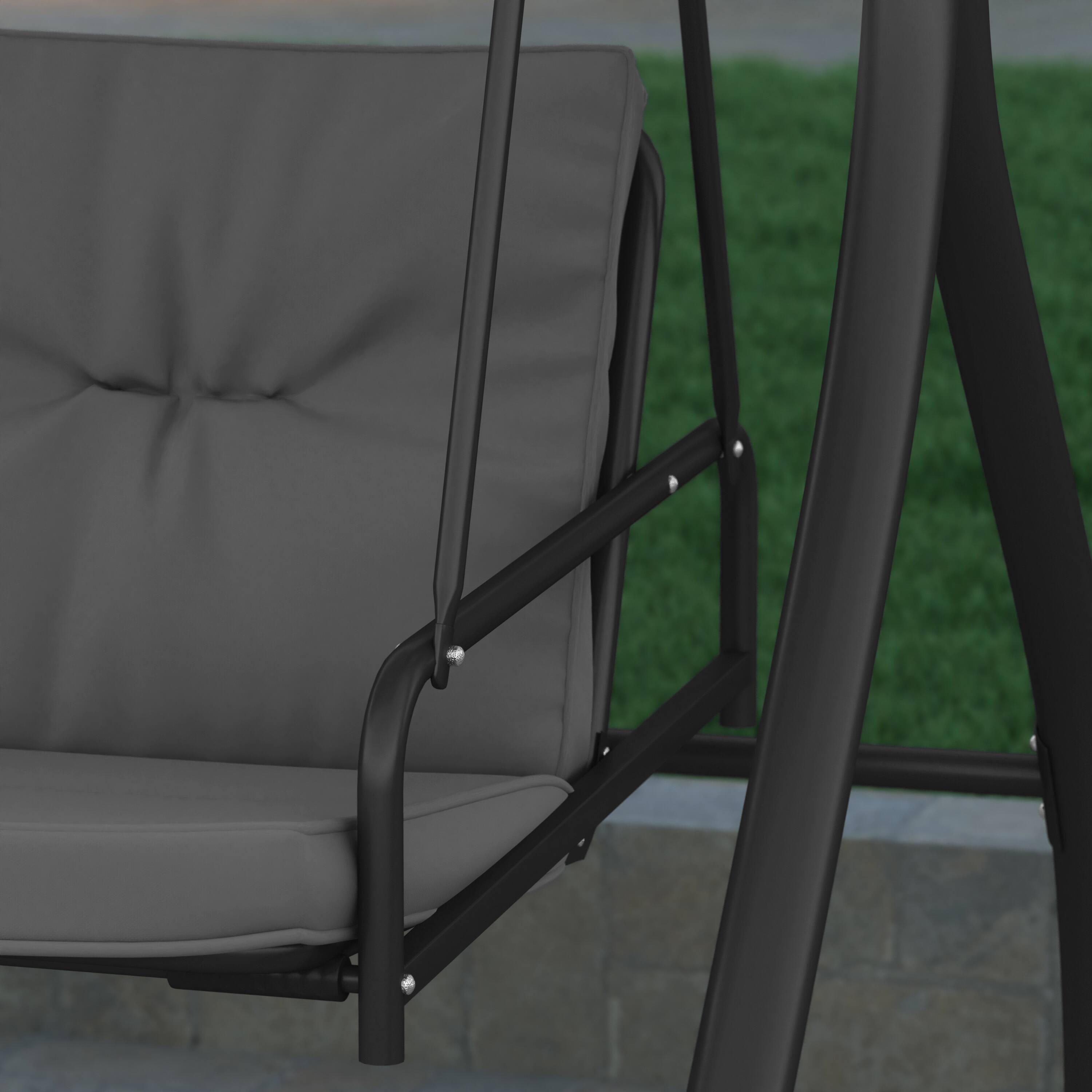 Alt View 4. Emma + Oliver - 3-Seat Outdoor Steel Converting Patio Swing and Bed Canopy Hammock - Gray.