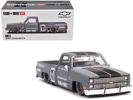 Mini GT - Chevrolet Silverado KAIDO V2 Pickup Truck #11 Gray Black Stripes Jun Imai Kaido House Special 1/64 - Gray with Black