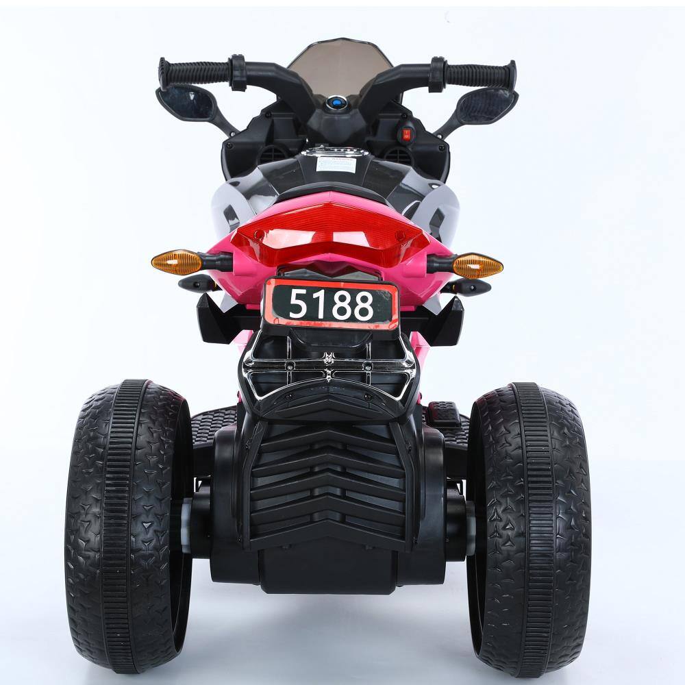 Alt View 2. BreeBe - 12V Kids Electric Motorcycle Ride On Toy w/ Training Wheels, Manual Throttle, Hand Drive, Lights for Ages 3-6 - Red.