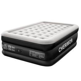 Cherimor - 18" Queen Air Mattress, Built-In Pump, Raised, Auto Inflate, Carrying Case, 800 lb Capacity - Black
