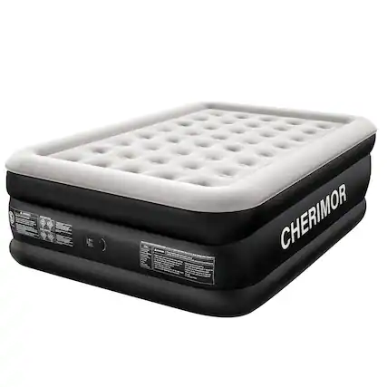 Front. Cherimor - CHERIMOR 18" Queen Air Mattress, Built-In Pump, Raised, Auto Inflate, Carrying Case, 800 lb Capacity - Black.