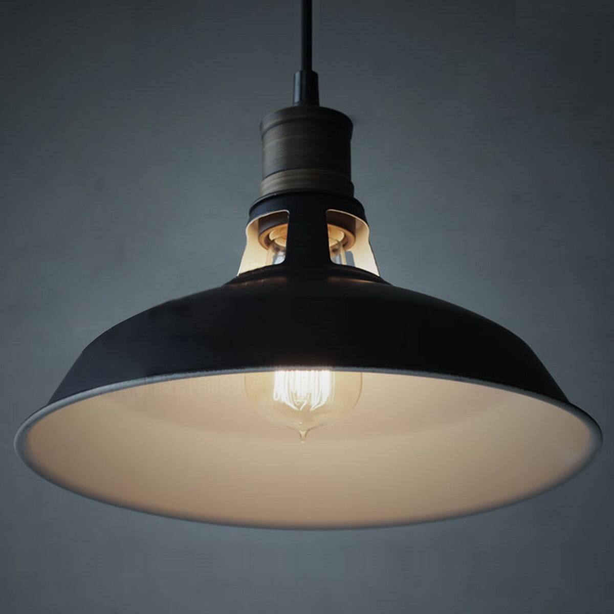 Back. MOOSE - Siracusa Industrial Black Barn Pendant Light - 1-Light Loft Fixture - Black.