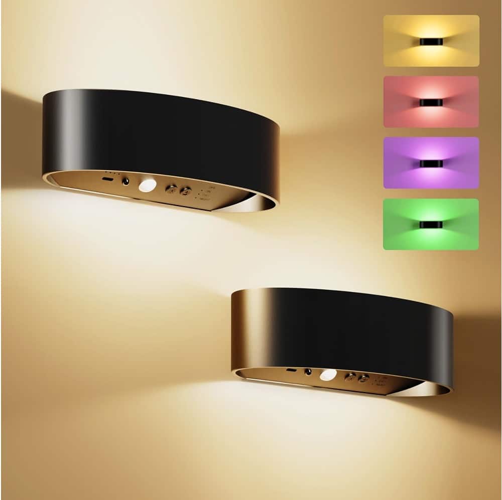 ACJPR - Rechargeable Motion Sensor Wall Light with Dimmable RGB and 3 Color Temperatures, Remote-Controlled Wireless LED Sconce