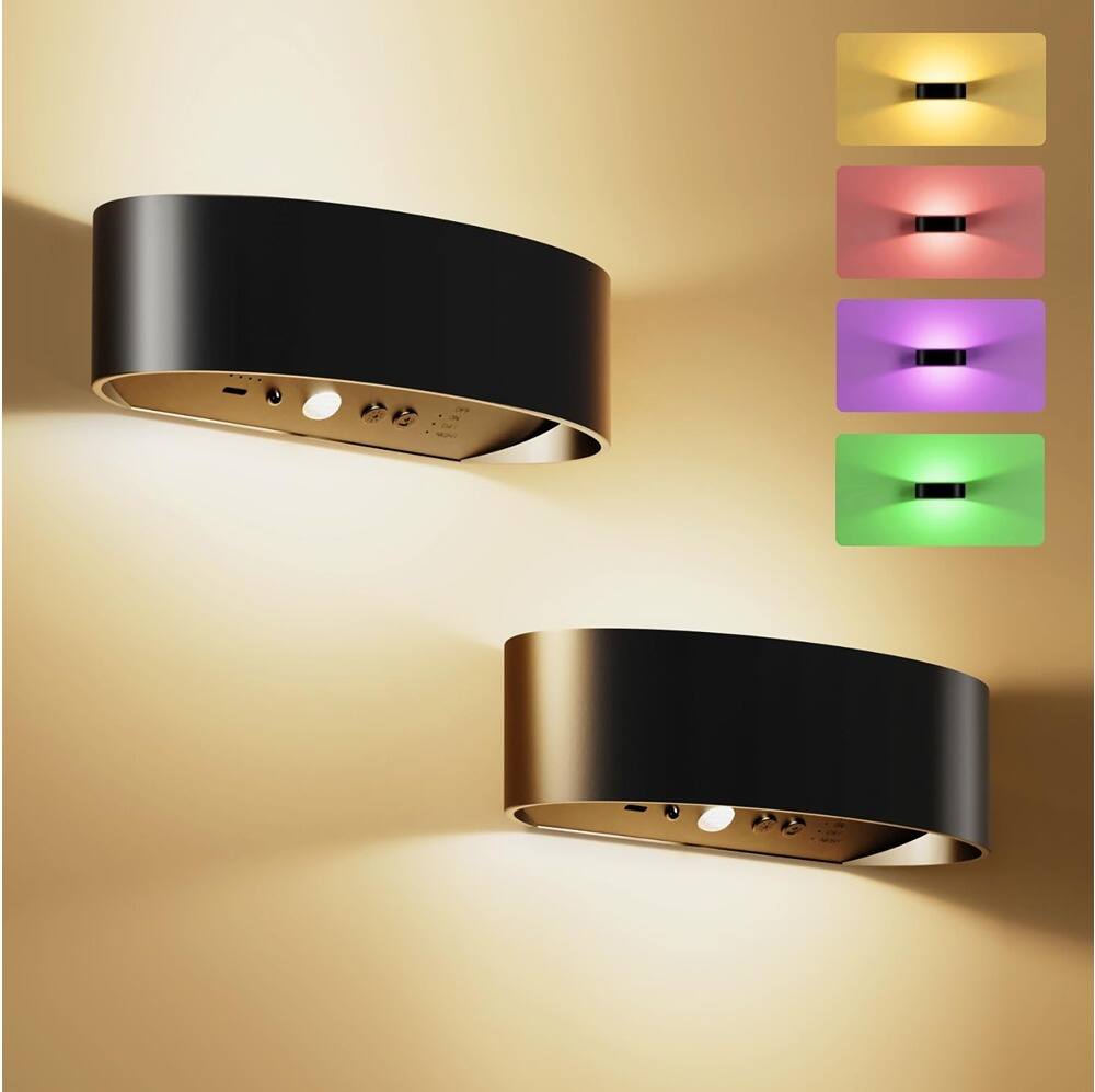 Front. ACJPR - Rechargeable Motion Sensor Wall Light with Dimmable RGB and 3 Color Temperatures, Remote-Controlled Wireless LED Sconce.