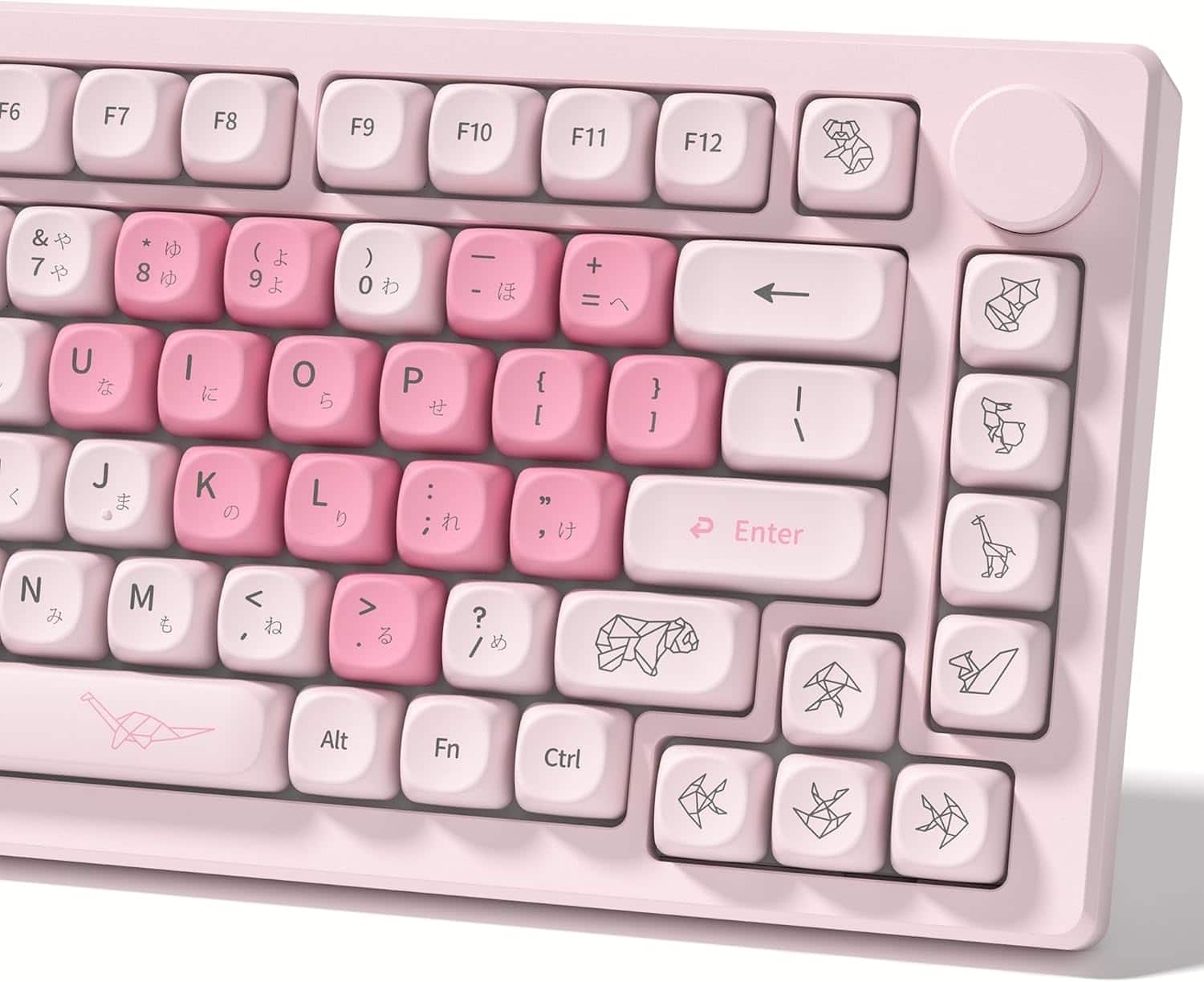 Womier - PBT Keycaps, 132 Keys Dye-Sublimation MOA Profile Key caps for 100%, 75%, 65%, 60% Mechanical Keyboard - PinkHeart