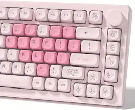Womier - PBT Keycaps, 132 Keys Dye-Sublimation MOA Profile Key caps for 100%, 75%, 65%, 60% Mechanical Keyboard - PinkHeart