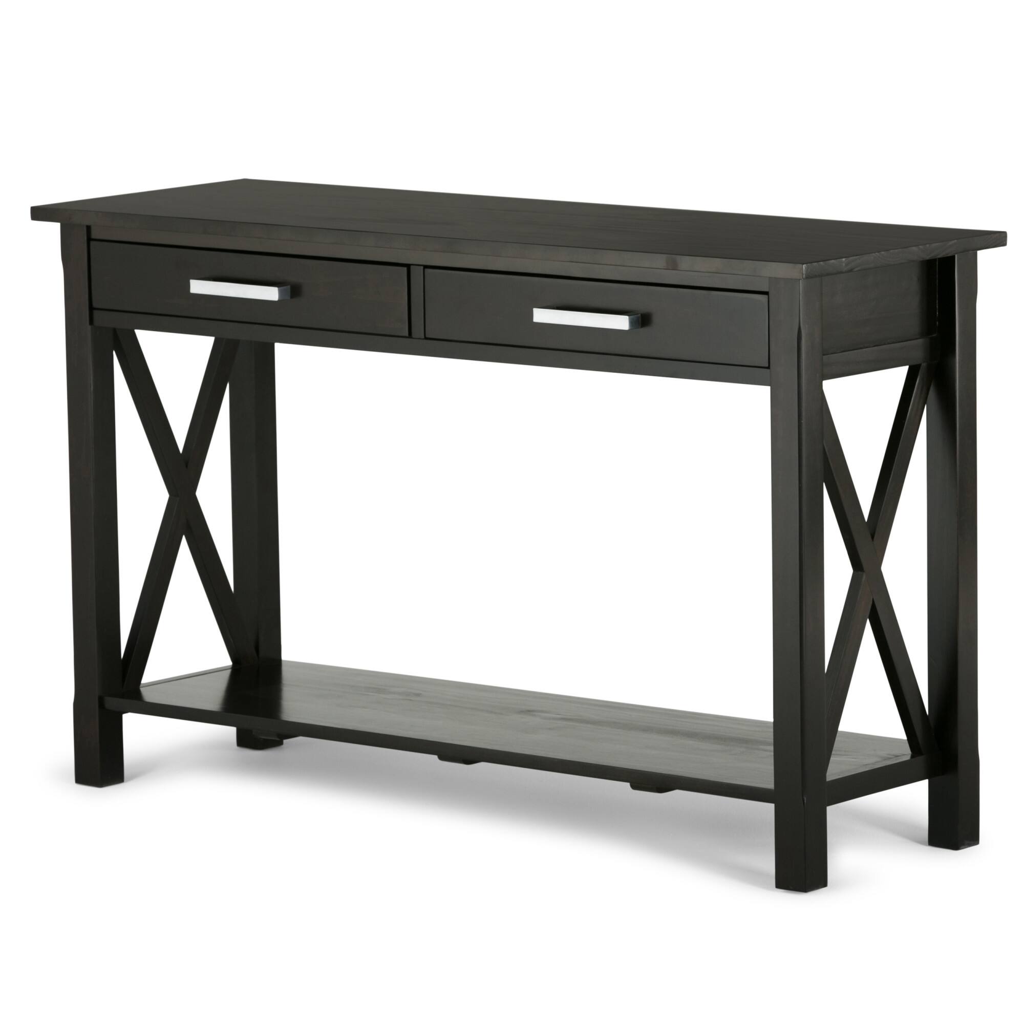 Angle. Simpli Home - Kitchener Console Sofa Table - Hickory Brown.