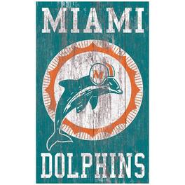 Fan Creations - Miami Dolphins 11'' x 19'' Heritage Distressed Logo Sign - Multicolor