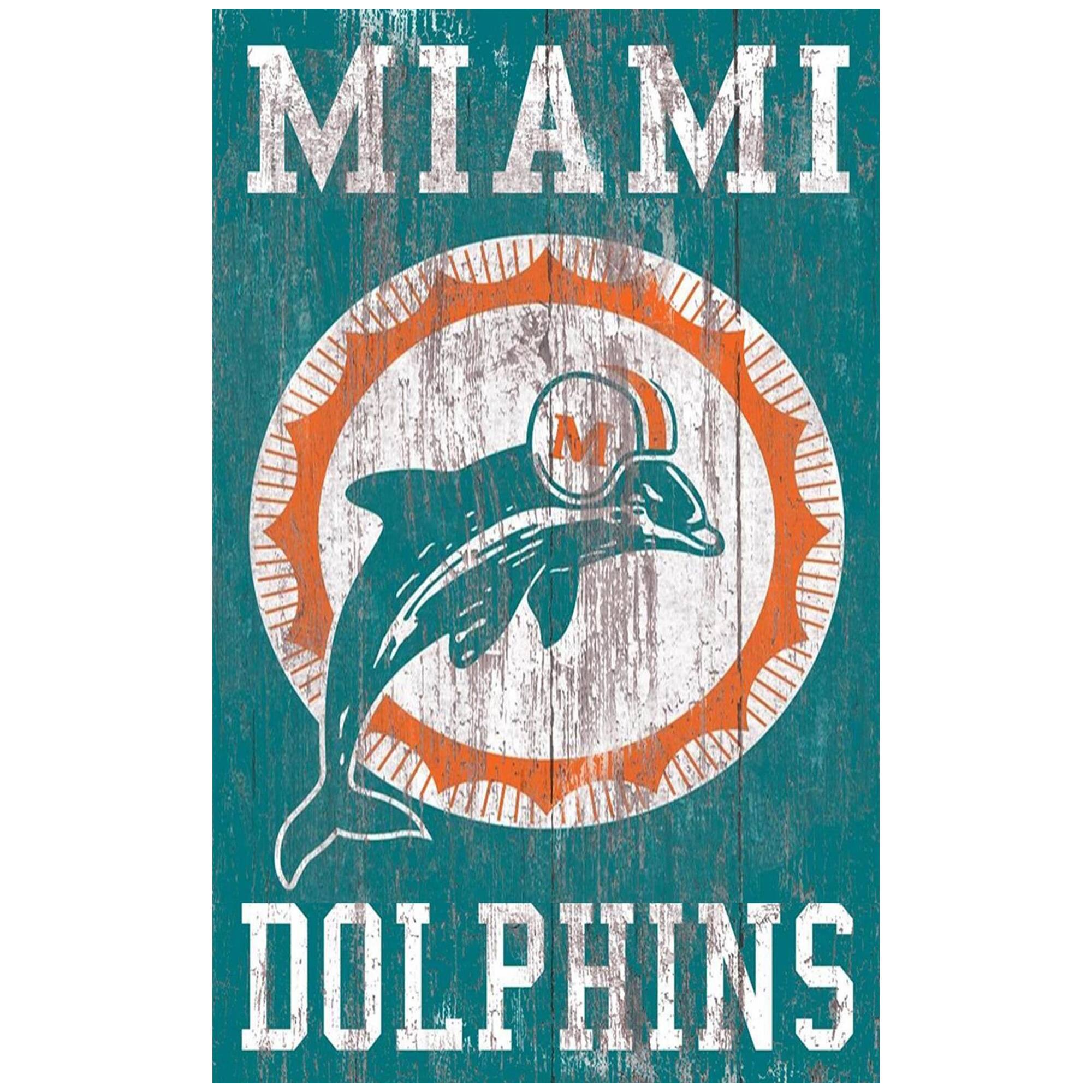 Miami Dolphins 11'' x 19'' Heritage Distressed Logo Sign