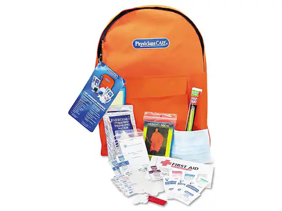 Physicians CARE.
- BAY EMERGENCY BACKPACK
- Cren SNAP UGHT EMERGENCY PURIFIED DRINKING WATER
- EMERGENCY PONCHO
- FIRST AID Nid SUPRIEN