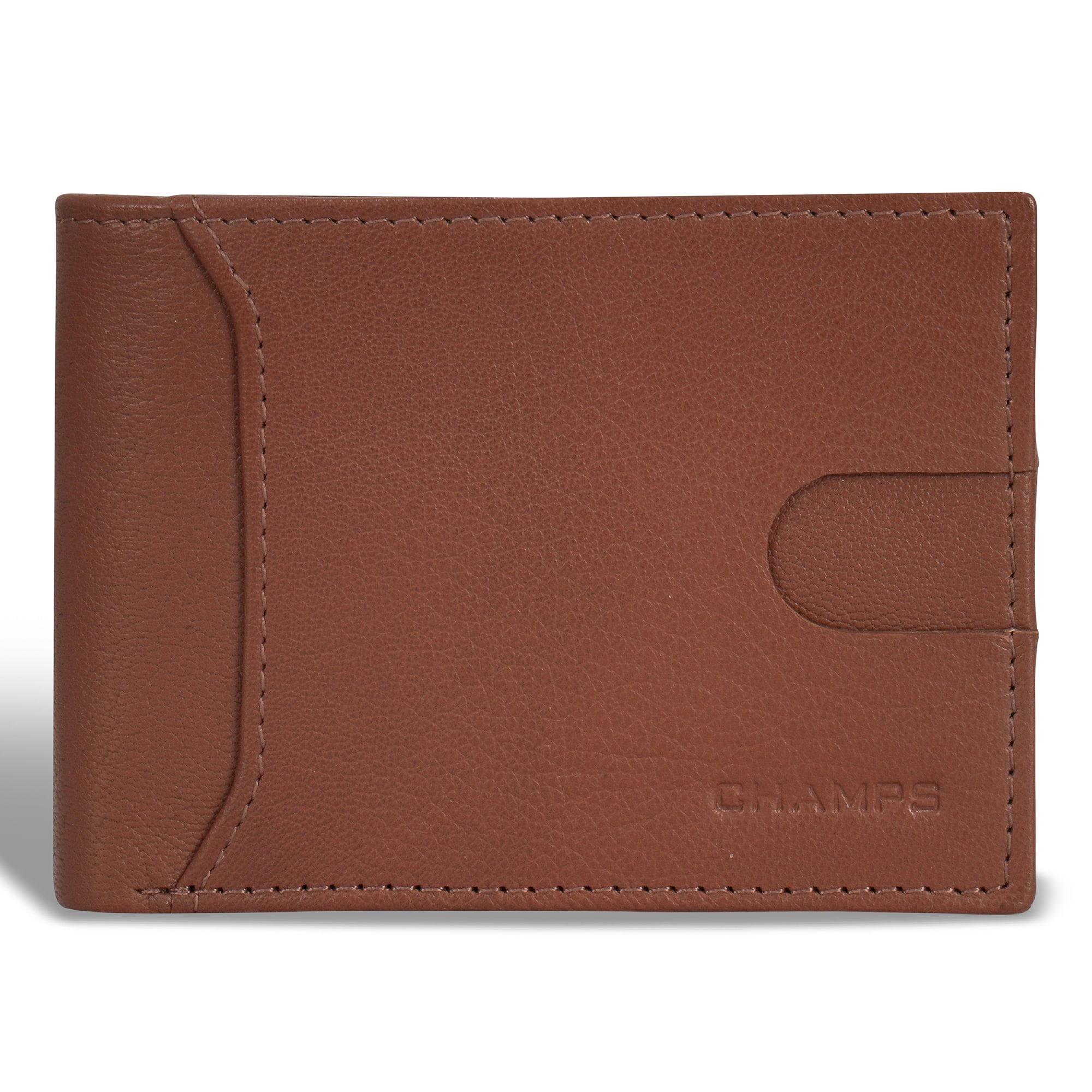 Front. Champs - Onyx Collection Leather Access Bi-Fold Wallet - Brown.