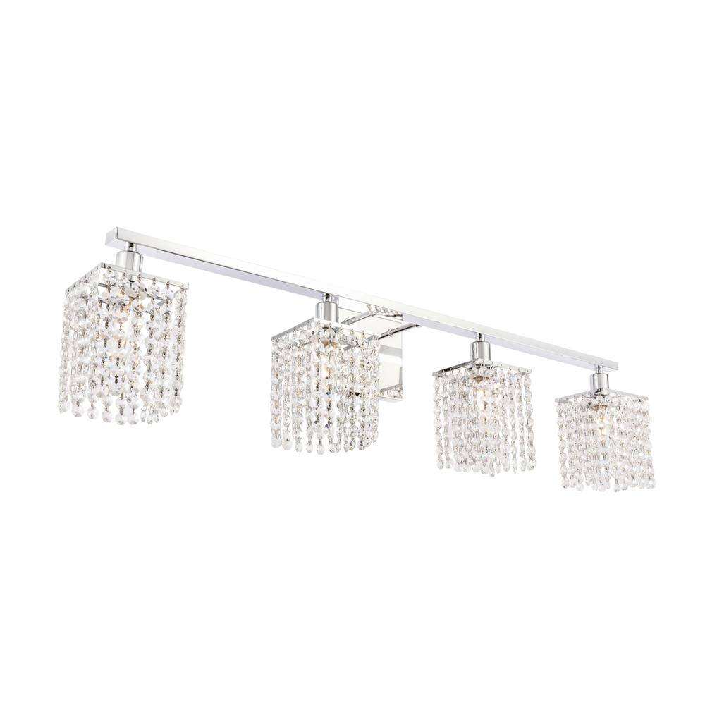 Alt View 4. Living District - Phineas 4 light Chrome and Clear Crystals wall sconce - Chrome And Clear Crystals.