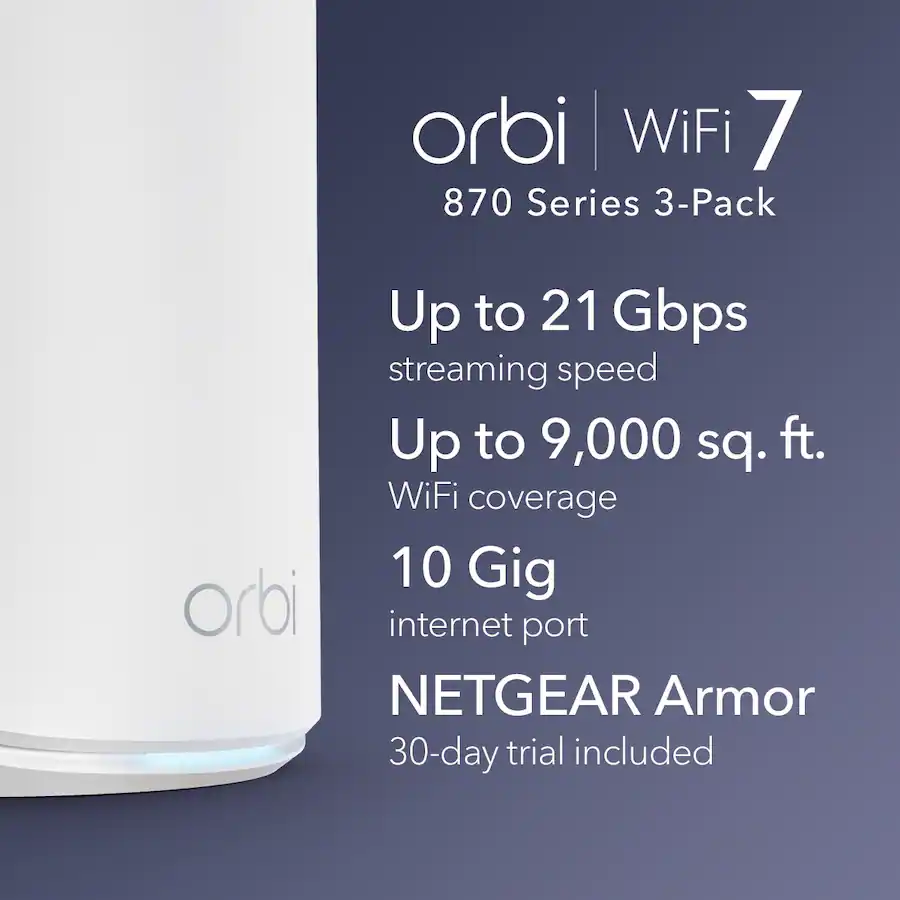 NETGEAR Orbi 870 Series BE21000 Tri Band Mesh Wi Fi 7 System (3 pack ...