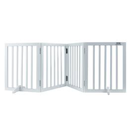 VEVOR - Freestanding Pet Barrier, 24" Height x 80.3" Width, 4-Panel Folding Dog Gate, Expandable and Quiet Foot-Supported