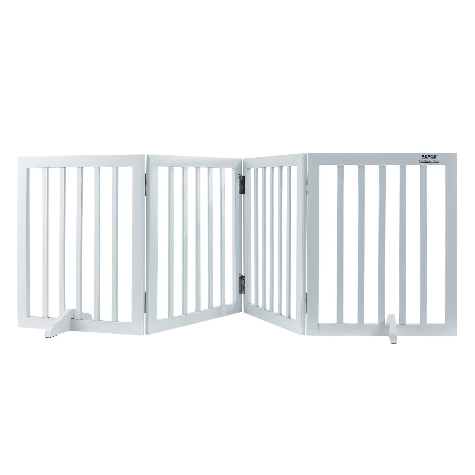 Front. VEVOR - Freestanding Pet Barrier, 24" Height x 80.3" Width, 4-Panel Folding Dog Gate, Expandable and Quiet Foot-Supported.