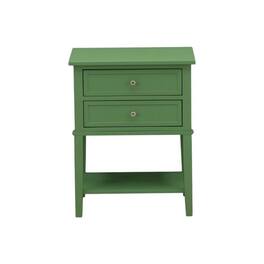 FurniFact - Wooden Nightstand with 2 Drawers and Stable Design - Clover Green