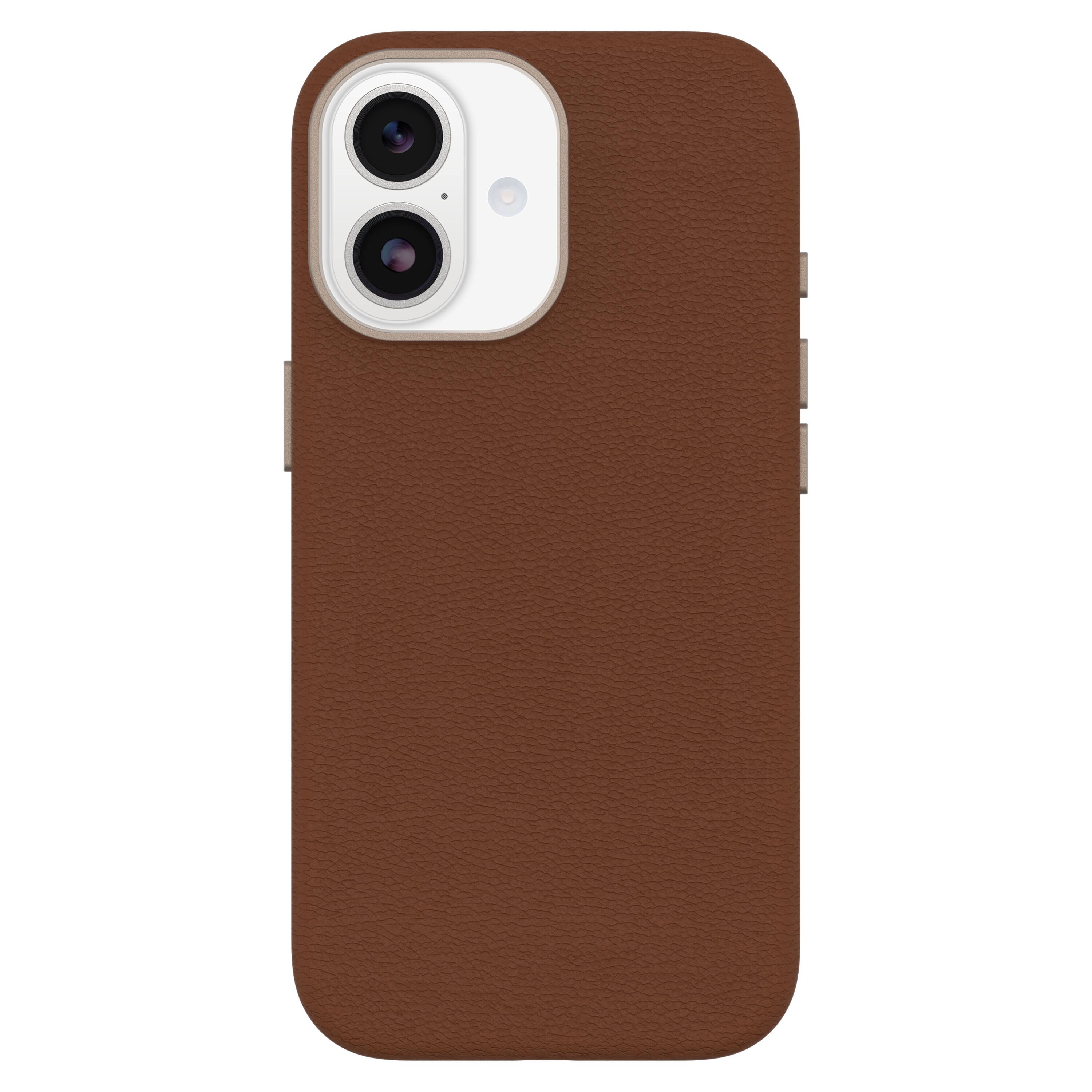 Angle. OtterBox - Symmetry Cactus Leather Series Soft Shell for Apple iPhone 17 - Brown.