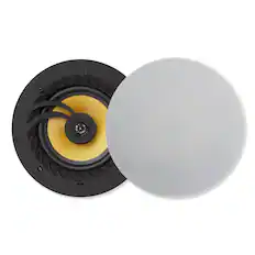Front. Lithe Audio - Bluetooth Wireless 6.5" Ceiling Speaker, Pair (1 Master and 1 Wired Passive) - Black|Gold.